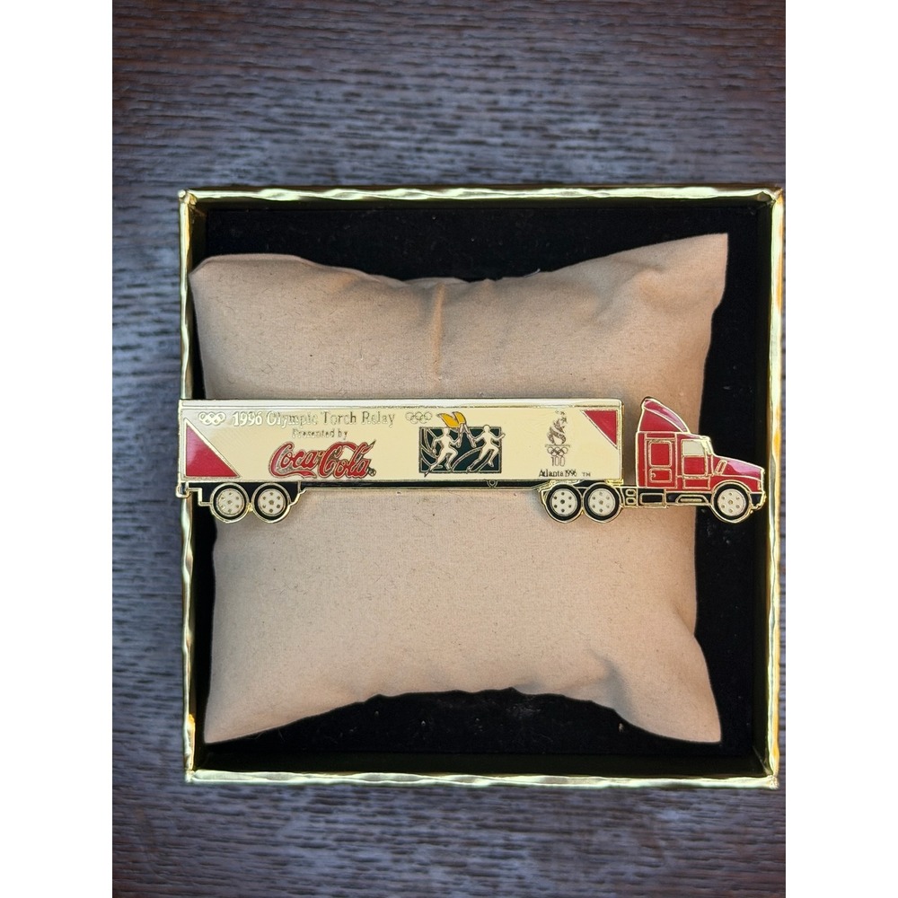 Vintage 1996 Atlanta Olympic Torch Relay Coca-Cola Semi Truck Enamel Pin